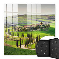 SCHLÜSSELBOX Schwarz 30x30 cm- Türöffnung nach rechts - Toskana-Landschaft - Grün, Metall (30/30/5cm) - TULUP