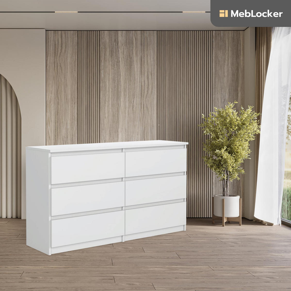 KOMMODE mit Schubladen Weiß 138,6 x 78,5 x 39 cm - Weiß, Holzwerkstoff (138.6/138.6/39cm) - MebLocker
