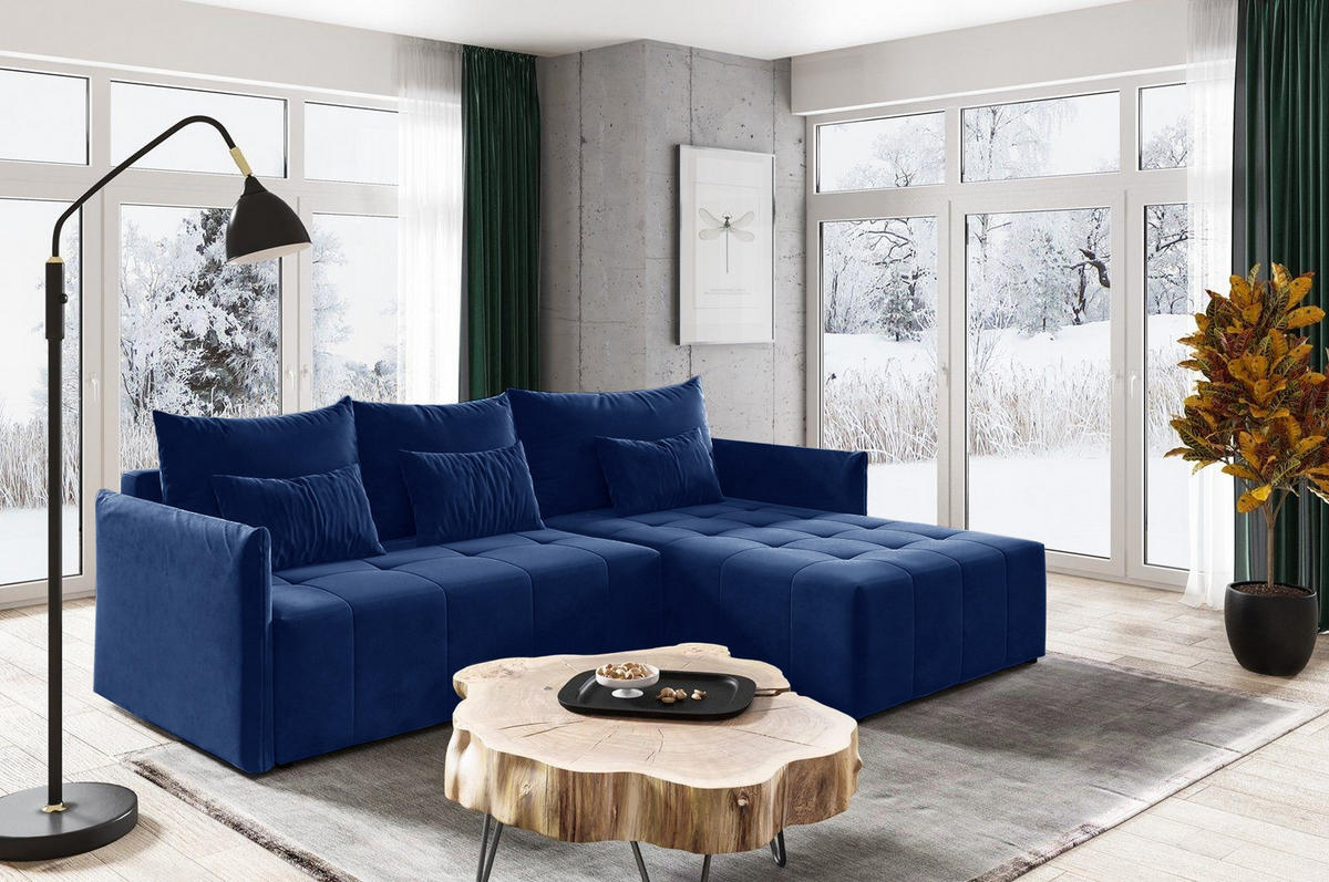ECKSOFA Leno L - Blau, Holz/Textil (260/180cm) - Sofnet