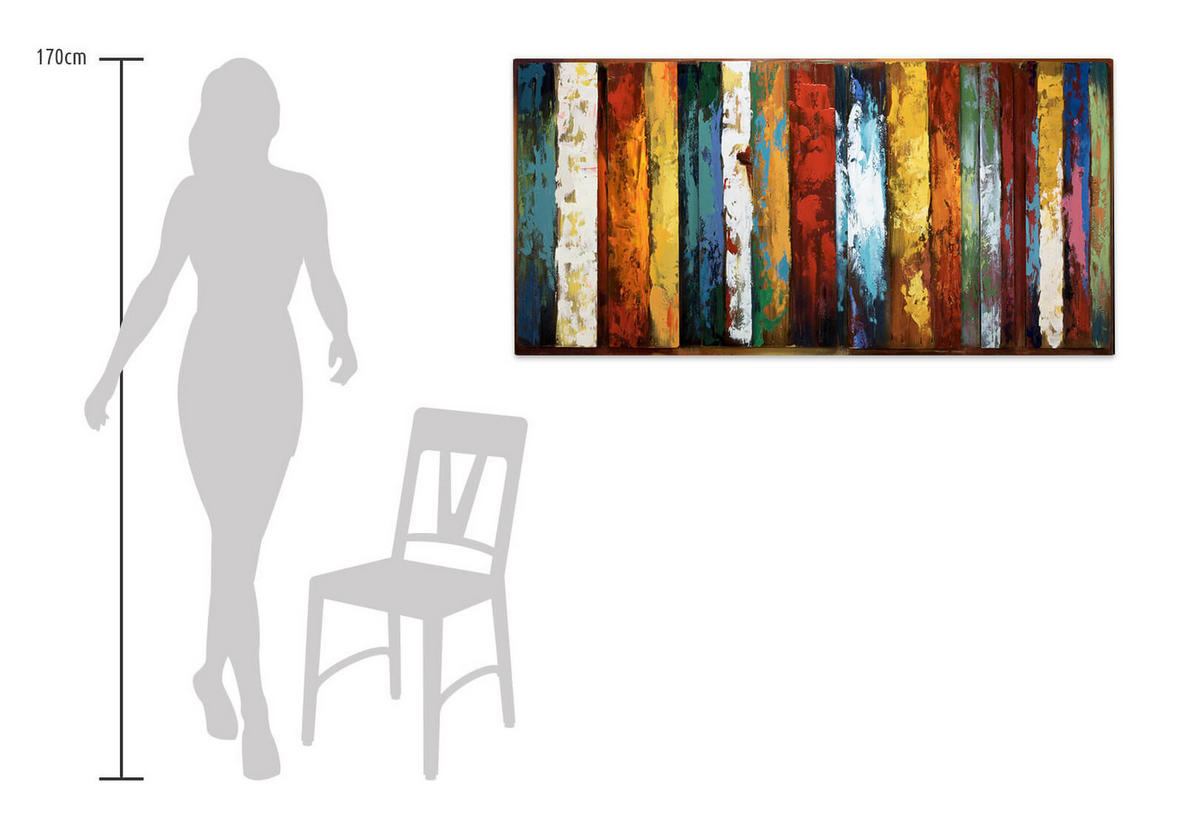 METALLBILD Bunt 120/60 cm - Multicolor, Metall (6/60cm) - KUNSTLOFT