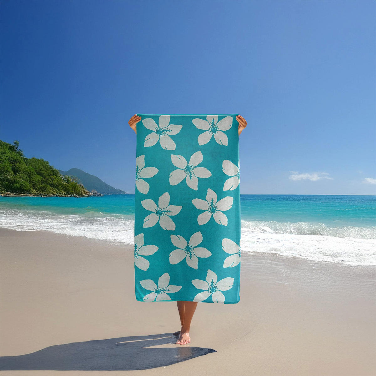STRANDTUCH Frottee Velours Jacquard Blau 90x170 400g/m² - Caracol - Blau, Textil (170/90cm) - LE COMPTOIR DE LA PLAGE