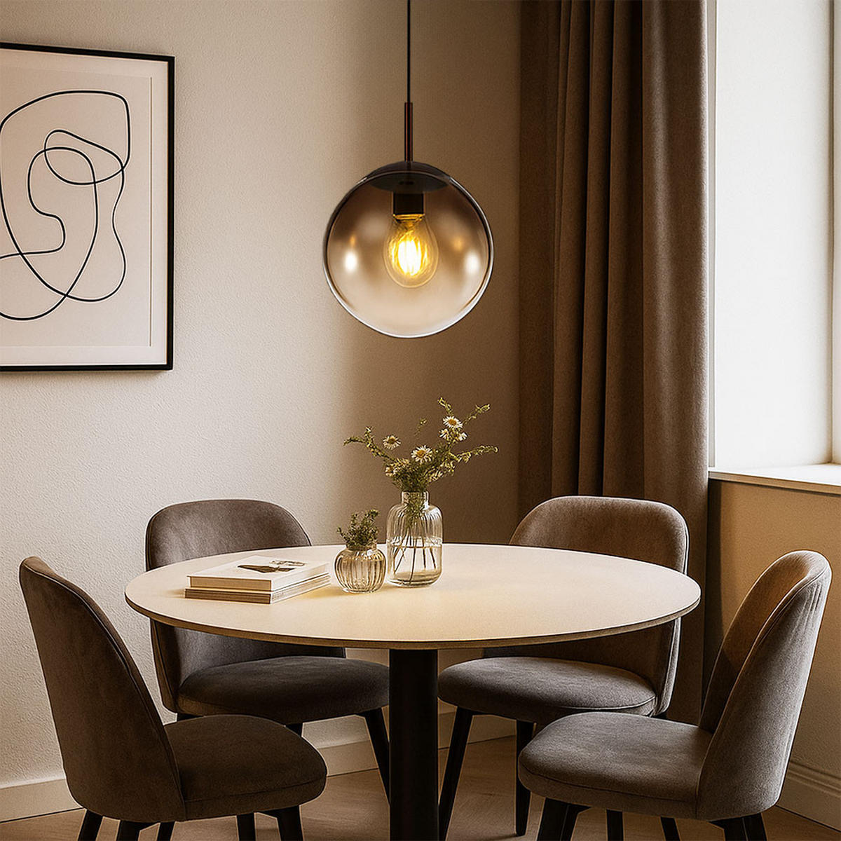 HÄNGELEUCHTE Glas Grau matt Rauchoptik 2er Set - Grau, Glas (20/20/120cm) - Globo Lighting