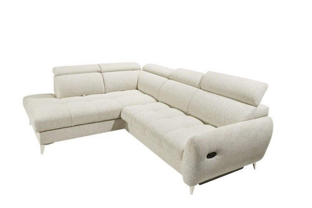 ECKSOFA mit elektrischer Sitztiefenverstellung und Bettkasten - Taupe/Chromfarben, Holz/Kunststoff (282/216cm) - ed exciting design