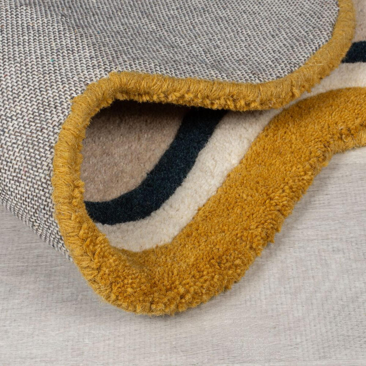 WOLLTEPPICH Wellenbordüre-Design, pastell handgetuftet WINCH, Multi 160x230 cm - Multicolor, Textil (160/230cm) - KADIMA DESIGN