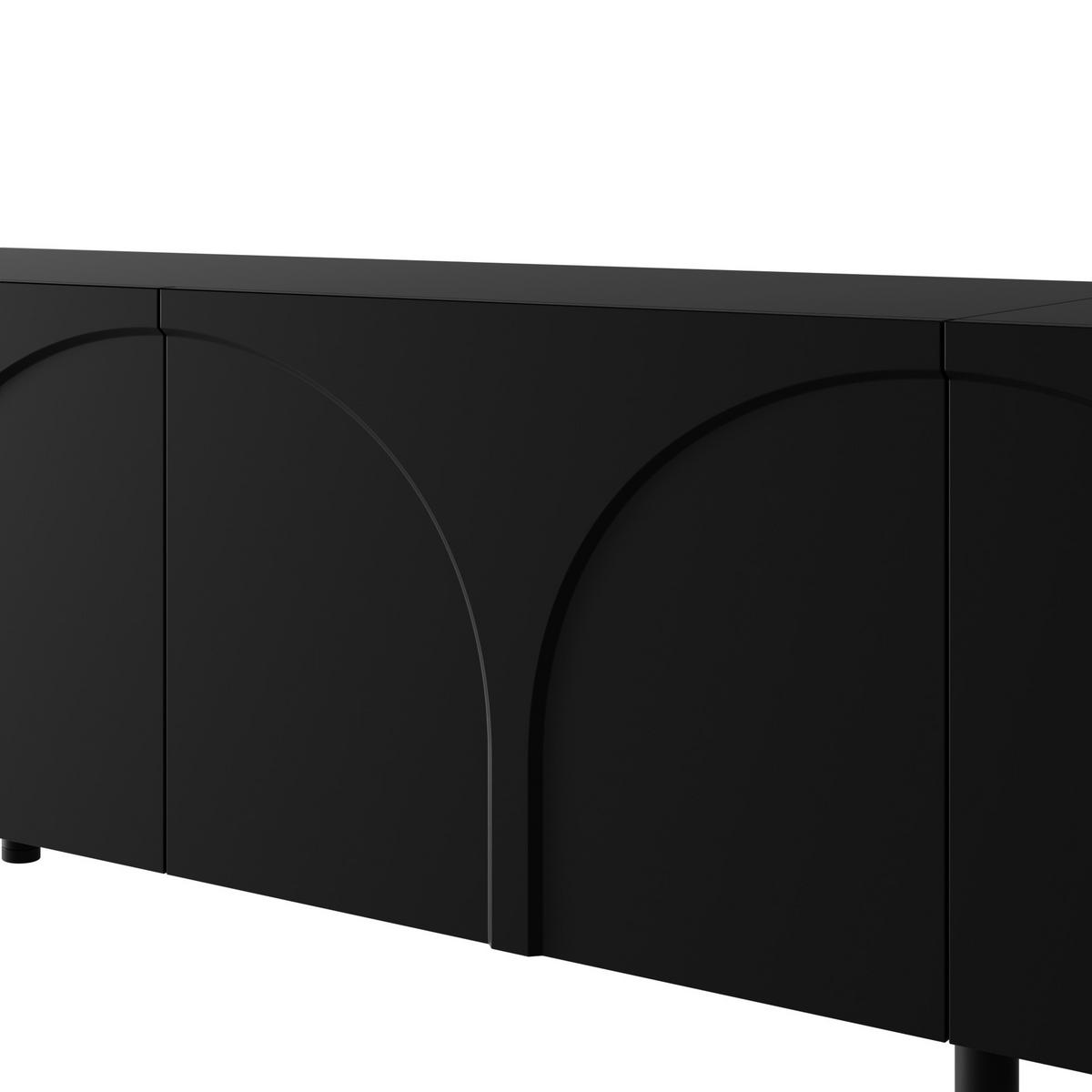 LOWBOARD in Schwarz TV-Schrank mit Metallfüße, 180 L x 35 B x 49H(cm), für Wohnzimmer - Schwarz, Holzwerkstoff/Metall (180/49/35cm) - STILVORA