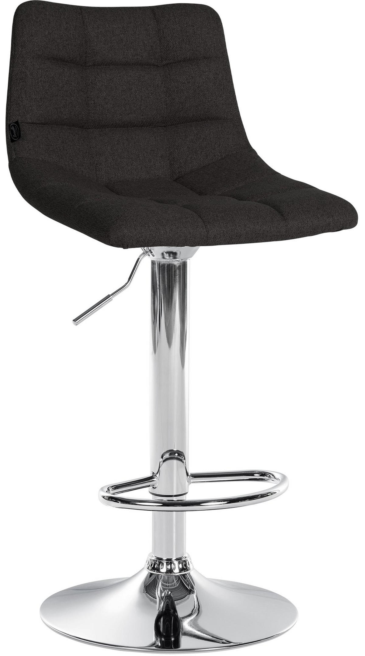 BARHOCKER 2er Set Stoff schwarz - Chromfarben/Schwarz, Textil/Metall (43/87/46.5cm) - CLP