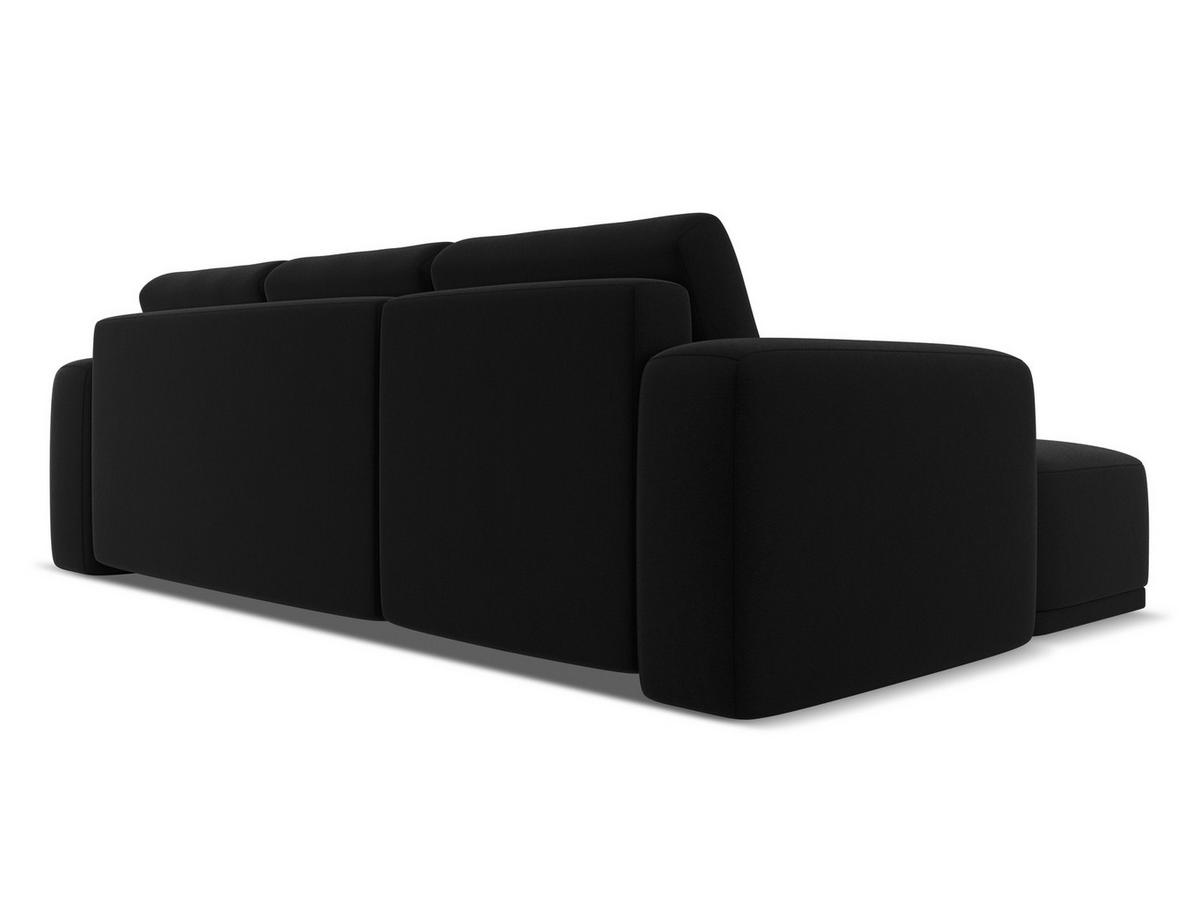 ECKSOFA mit Schlaffunktion Samt Stoff Schwarz - Schwarz, Kunststoff/Textil (258/160cm) - Makamii