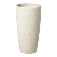 BLUMENTOPF hellbeige rund 23/23/42 cm Abdera - Beige, Stein (42cm) - Beliani