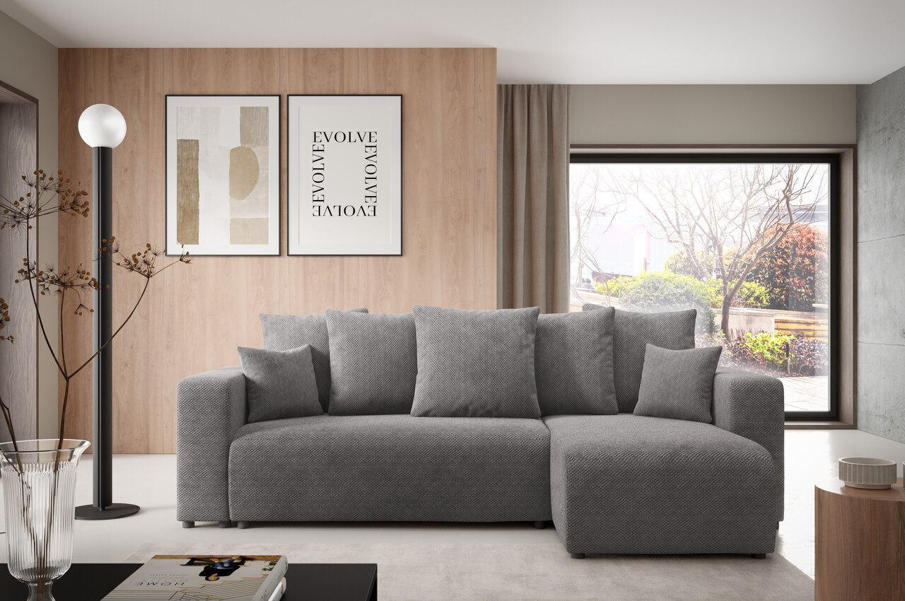 ECKSOFA mit Schlaffunktion Grau Anthrazit - Anthrazit, Textil (247/145cm) - Furnisell