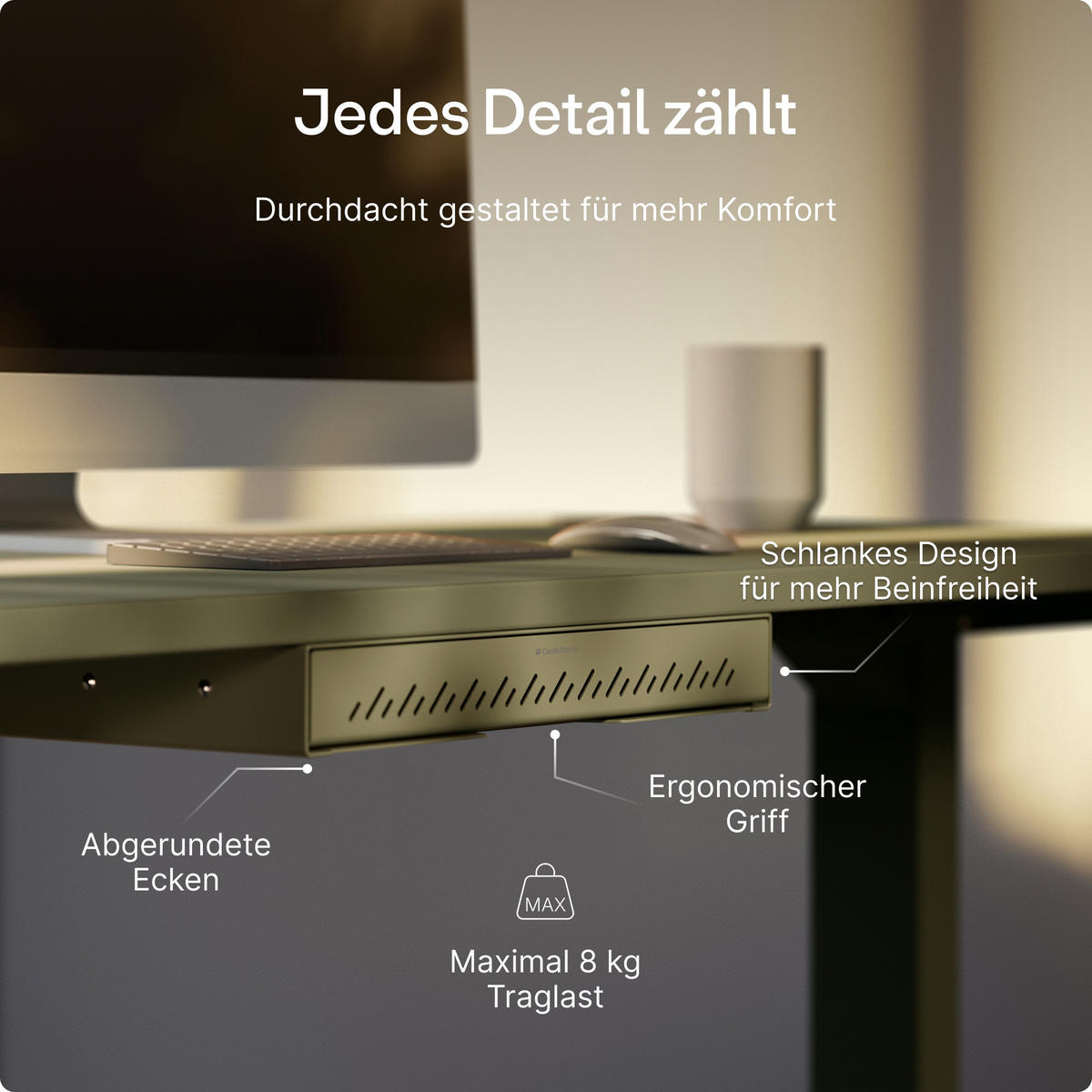 SCHUBLADEN-ORGANIZER unter dem Schreibtisch, 41x27x5cm Grün - Grün, Metall (41/27/5cm) - Desktronic