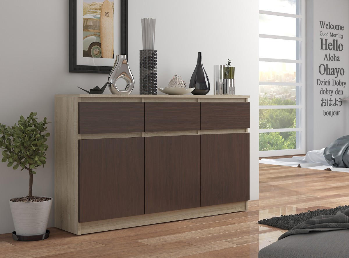 KOMMODE Eiche Sonoma, Dunkelbraun 99/138/40 - Dunkelbraun, Holzwerkstoff (138/99/40cm) - RAUMHIRSCH FURNITURE