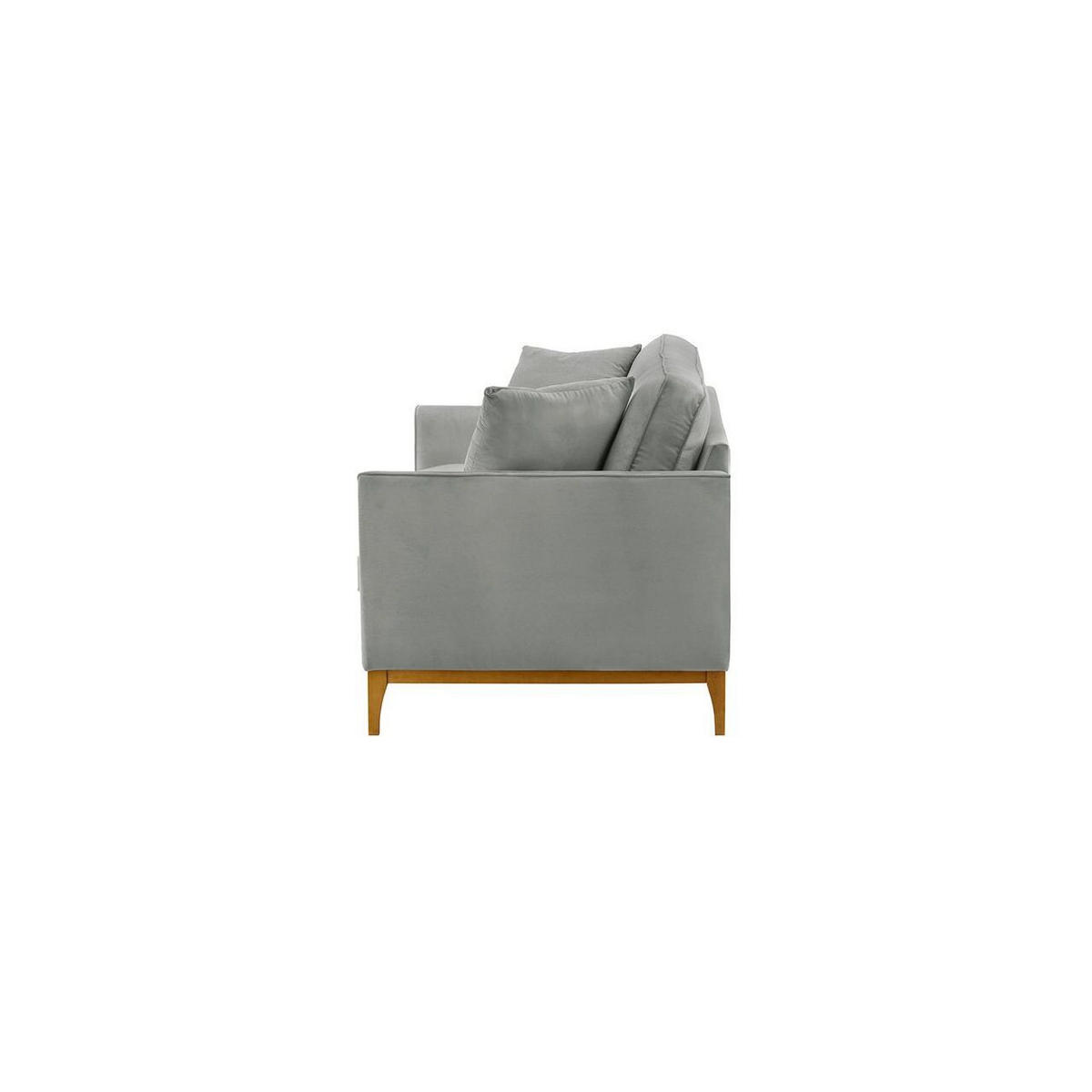 DREISITZER-SOFA Linara-Velluto 15 - Hellgrau, Holz/Textil (201/91/95cm)
