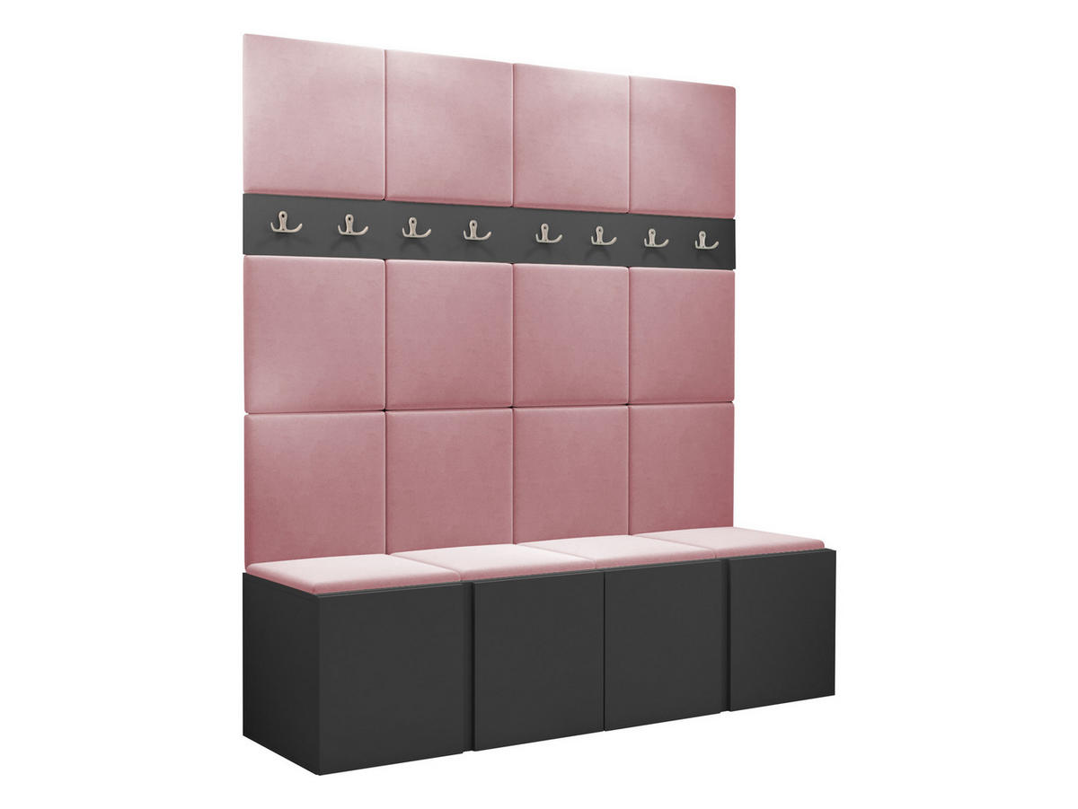 GARDEROBEN-SET Orion V - Graphitfarben/Rosa, Holzwerkstoff/Kunststoff (168/186/46cm) - MIRJAN24