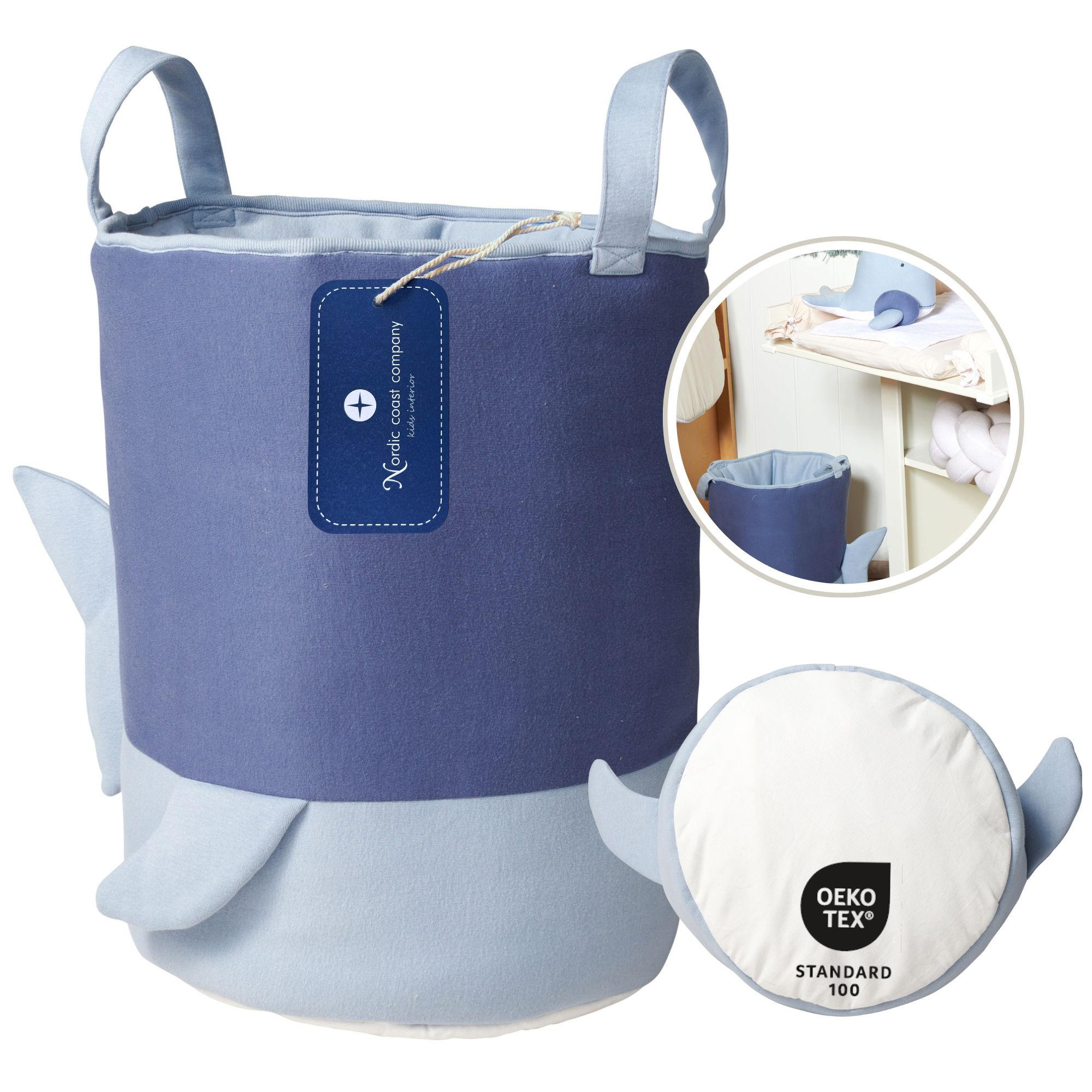 SPIELZEUGKORB Wäschekorb Aufbewahrungskorb Spielzeugkiste Wal 45 cm - Blau, Textil (30/30cm) - nordic coast company