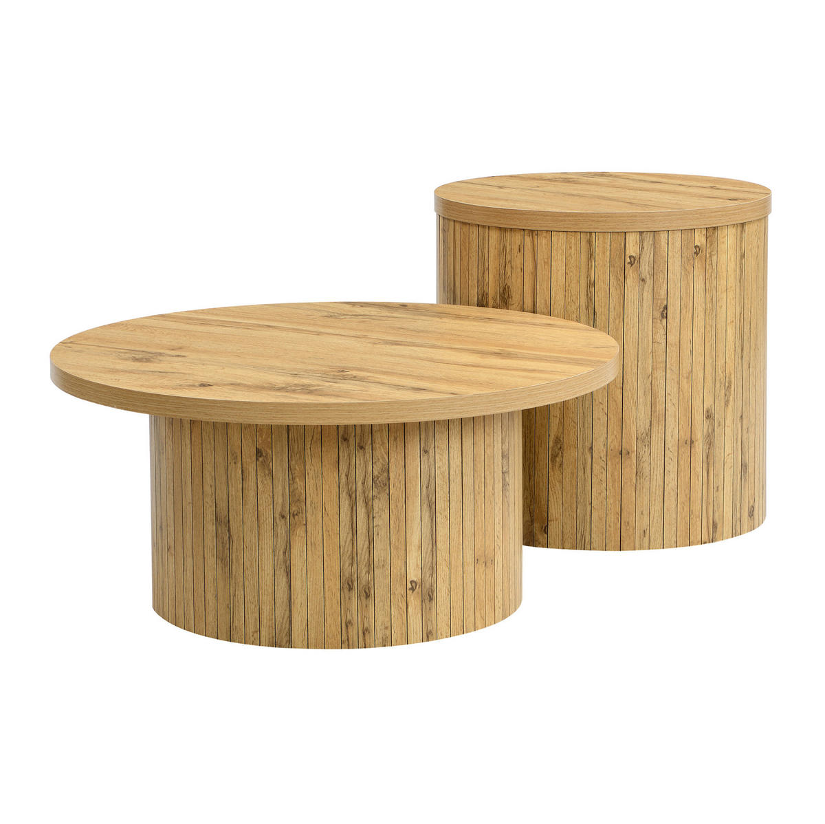 KONFERENČNÝ stolík dvojitý okrúhly, MDF, prírodný dekor - prírodná farba, kompozitné drevo (75/75/36cm) - Flora Grace