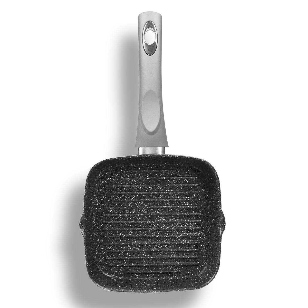 GRILL-ECKPFANNE - Grau, Metall (16cm) - Stoneline