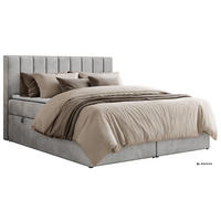 BOXBETT ALVER 200/200 - Hellgrau Velvet - Topper T25 - H3 - Hellgrau/Schwarz, Kunststoff/Textil (200/200cm) - MKS