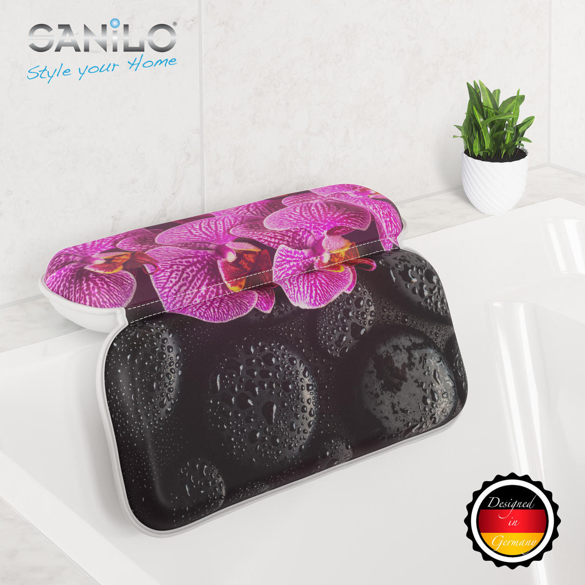 BADEWANNENKISSEN Madeira - Schwarz, Kunststoff (39/5.5cm) - Sanilo