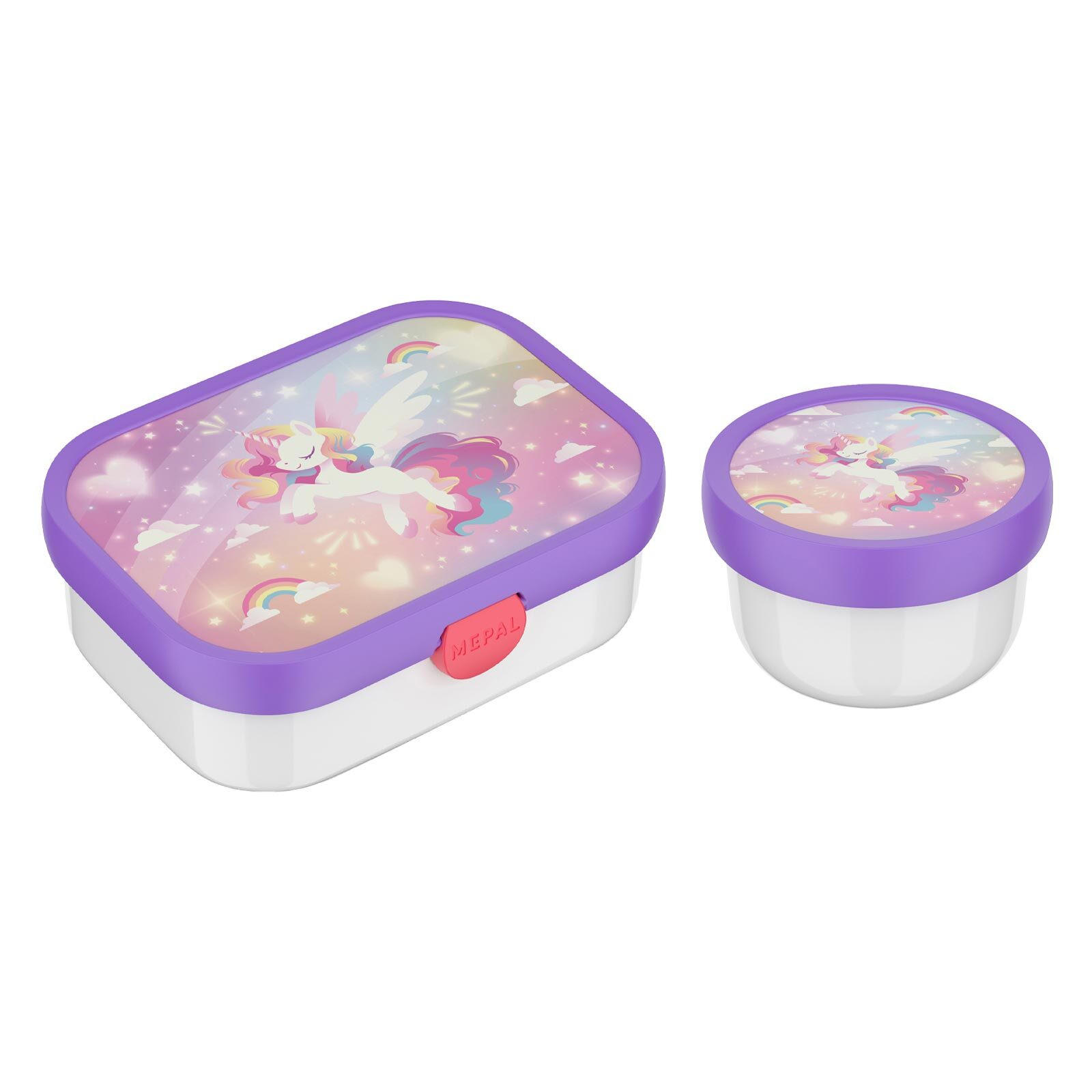 OBST- UND BENTOBOX Campus (2025) Unicorn Glow 300 & 750 ml 2er Set - Violett/Weiß, Kunststoff (1/1/1cm) - Mepal