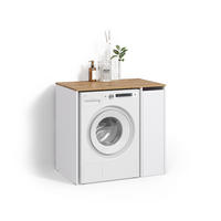 WASCHMASCHINENSCHRANK Paolina Weiß/Artisan 93.6 x 88.2 cm mit Fächern und Tür - Weiß/Eiche Artisan, Holzwerkstoff (93.6/88.2/60.3cm) - Livinity®