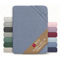 SPANNBETTTUCH Premium Biber Melange UNI blau, 180x200 cm - 200x200 cm - Blau, Textil (200/200cm) - biberna