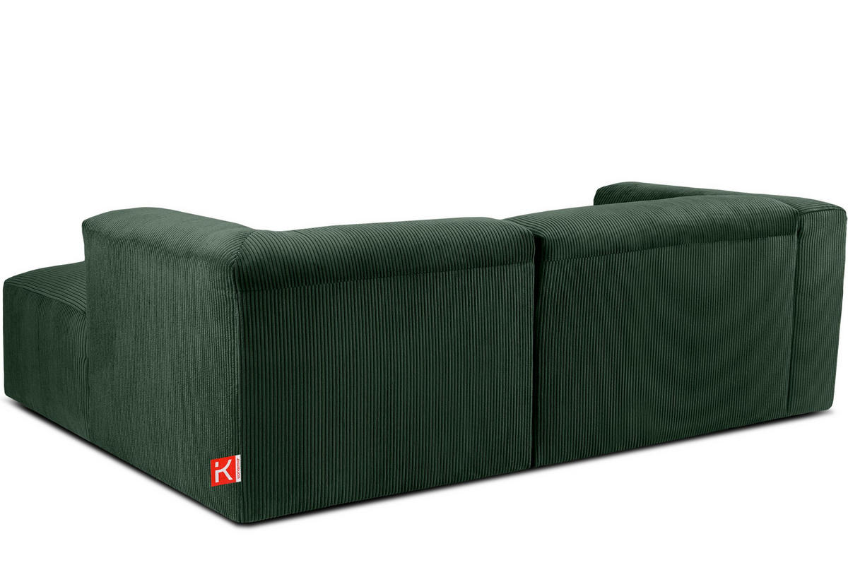 ECKMODULSOFA-RECHTS BUFFO 3/4 Sitzer mit extrem weicher Sitzfläche, Kordstoff, dunkelgrün - Dunkelgrün, Textil (237/180cm) - KONSIMO®