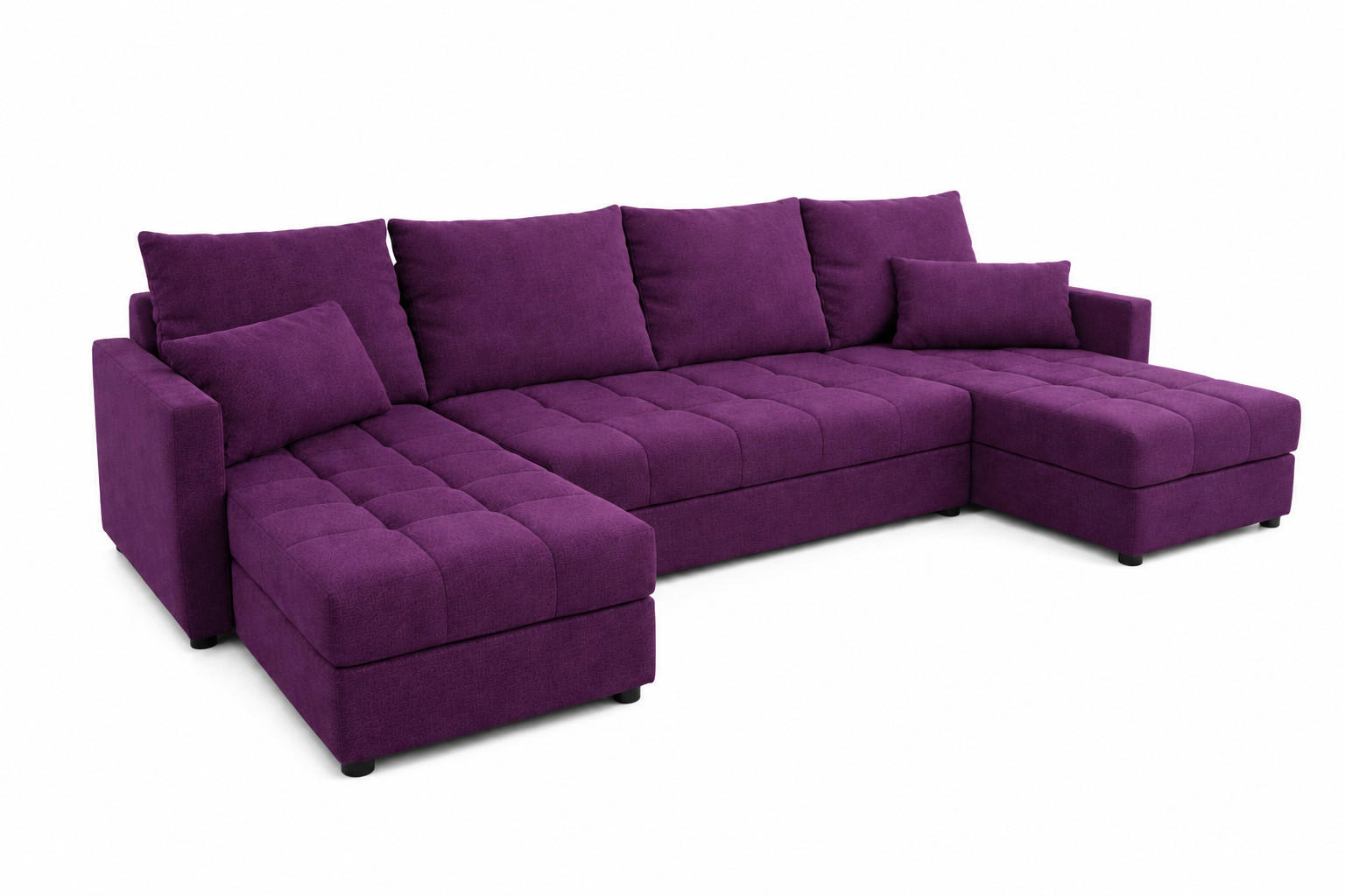 WOHNLANDSCHAFT AURELIA – Ecksofa in U-Form mit Schlaffunktion, Bettkasten & Kissen Stoff KRONOS 287 cm Violett - Violett, Kunststoff (287/140cm) - Wohnideebilder