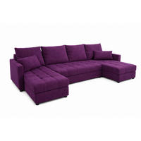 WOHNLANDSCHAFT AURELIA – Ecksofa in U-Form mit Schlaffunktion, Bettkasten & Kissen Stoff KRONOS 287 cm Violett - Violett, Kunststoff (287/140cm) - Wohnideebilder