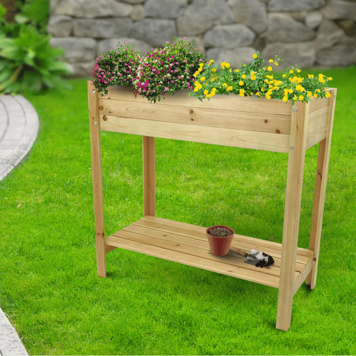 HOCHBEET Balkon Holz KLEO Inkl. Vlies Natur - Braun, Holz (80/78/37cm) - DELUKE