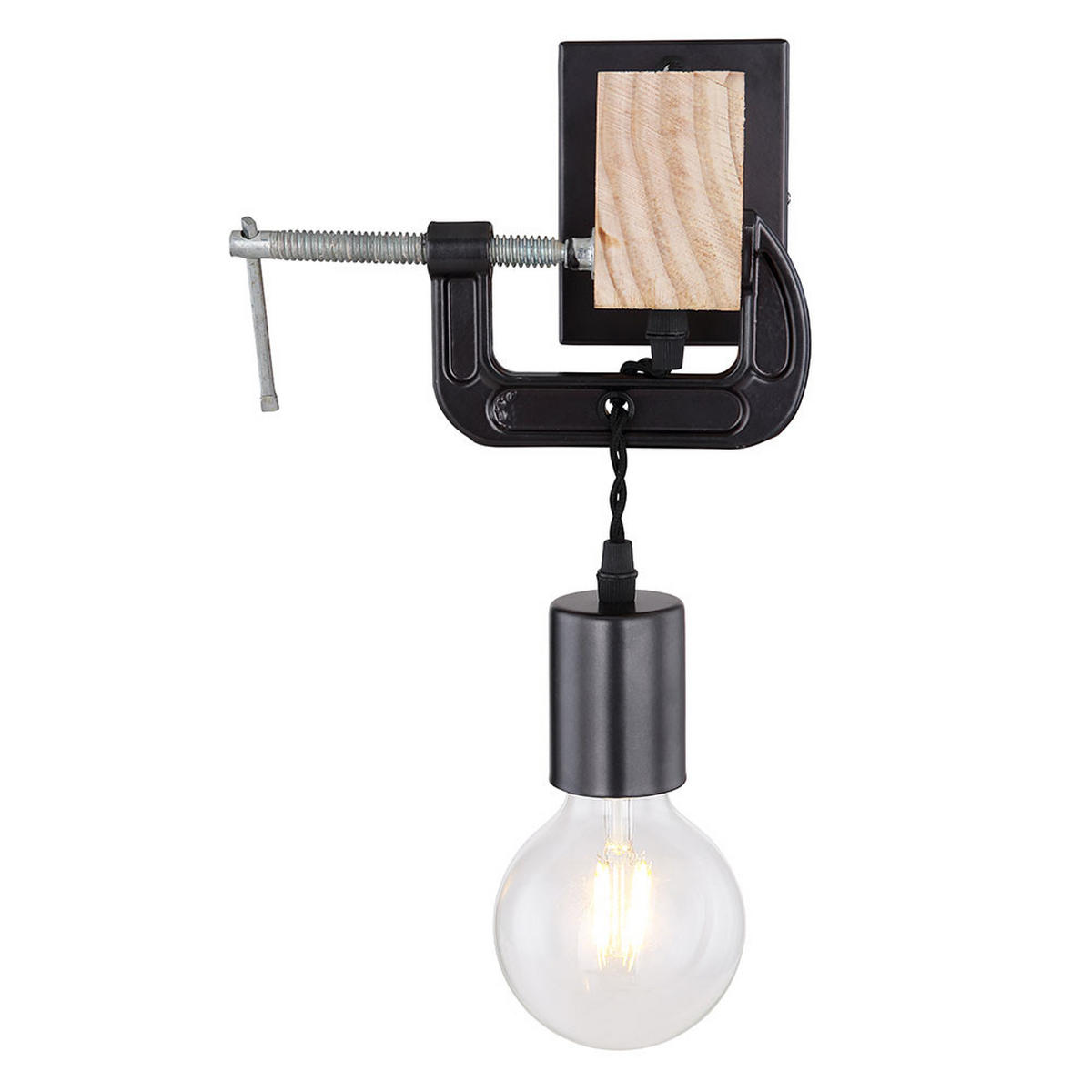 WANDLEUCHTE Metall Holzoptik Schwarz - Schwarz, Holz (14/28/15cm)