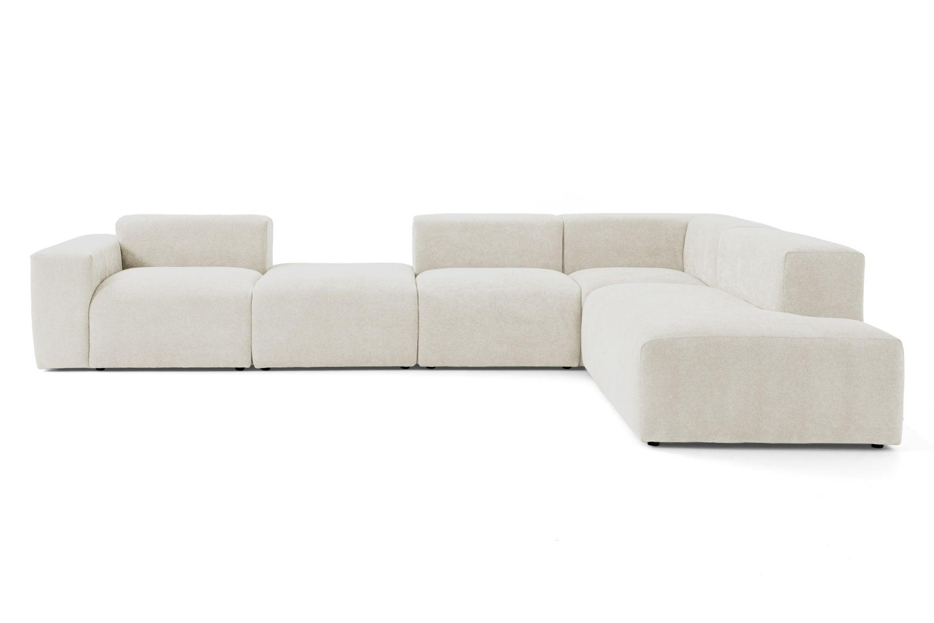 5-SITZER modulares Ecksofa HEAVEN SET 5 Rechts, Breite 380 cm Webstoff Weiß - Schwarz/Weiß, Holz/Kunststoff (245/380cm) - Muffo