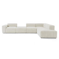 5-SITZER modulares Ecksofa HEAVEN SET 5 Rechts, Breite 380 cm Webstoff Weiß - Schwarz/Weiß, Holz/Kunststoff (245/380cm) - Muffo