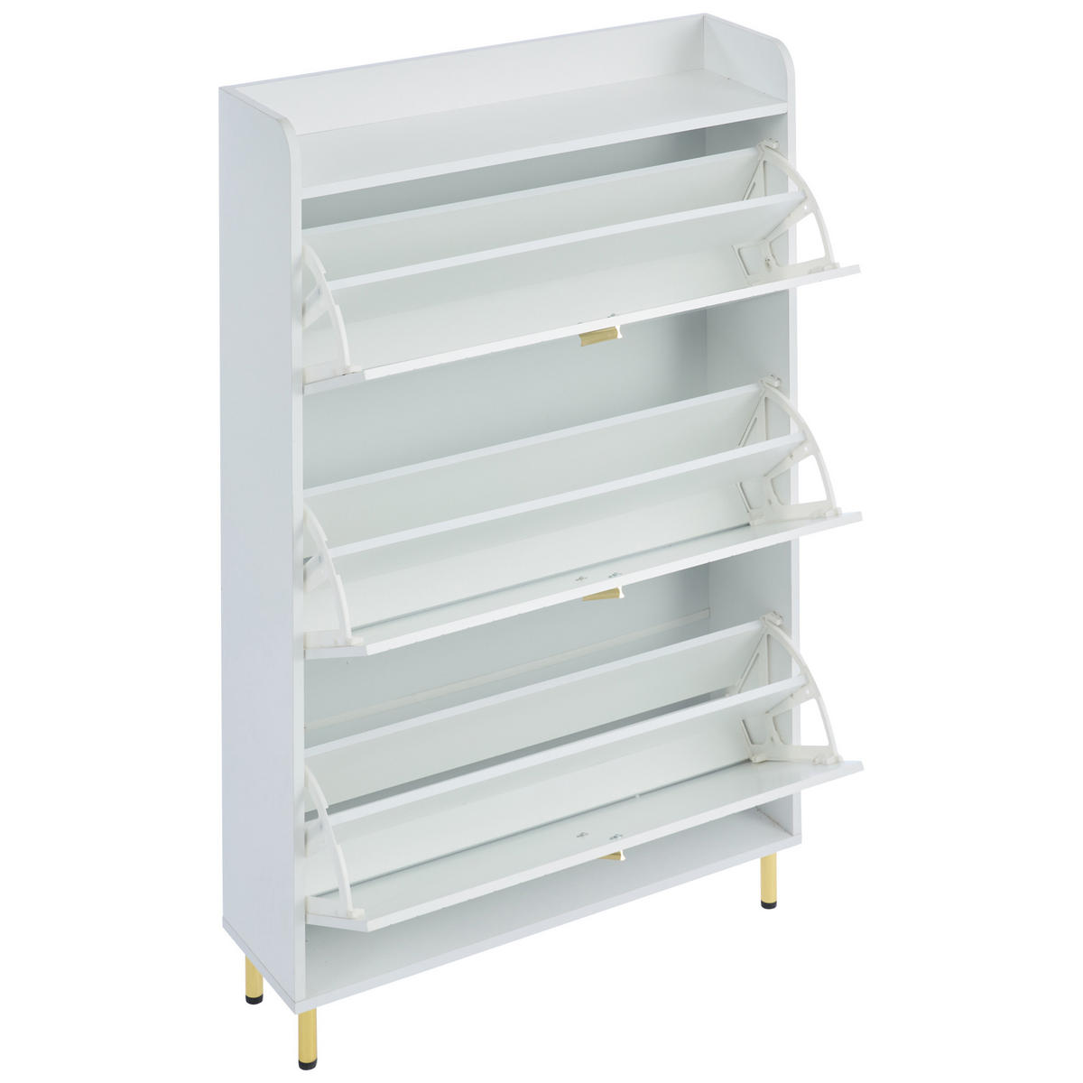 SCHUHSCHRANK Weiß 3 Klappen 6 Fächer 80x23.5x123.5cm schmal - Weiß, Holzwerkstoff (23.5/123.5/80cm) - FLIEKS