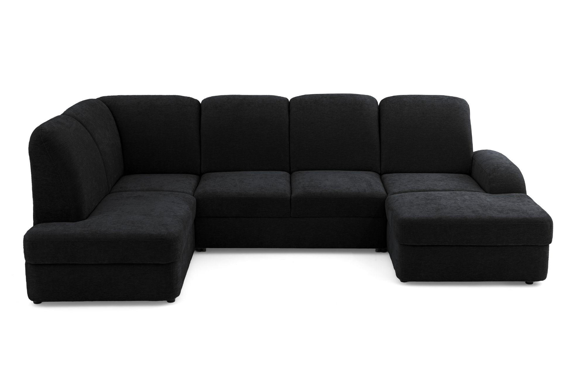 ECKSOFA VIBE U Links mit Schlaffunktion 129x263 Chenille Anthrazit - Anthrazit/Schwarz, Holz/Kunststoff (280/102/186cm) - Muffo