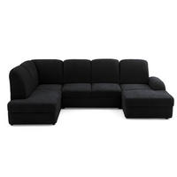 ECKSOFA VIBE U Links mit Schlaffunktion 129x263 Chenille Anthrazit - Anthrazit/Schwarz, Holz/Kunststoff (280/102/186cm) - Muffo