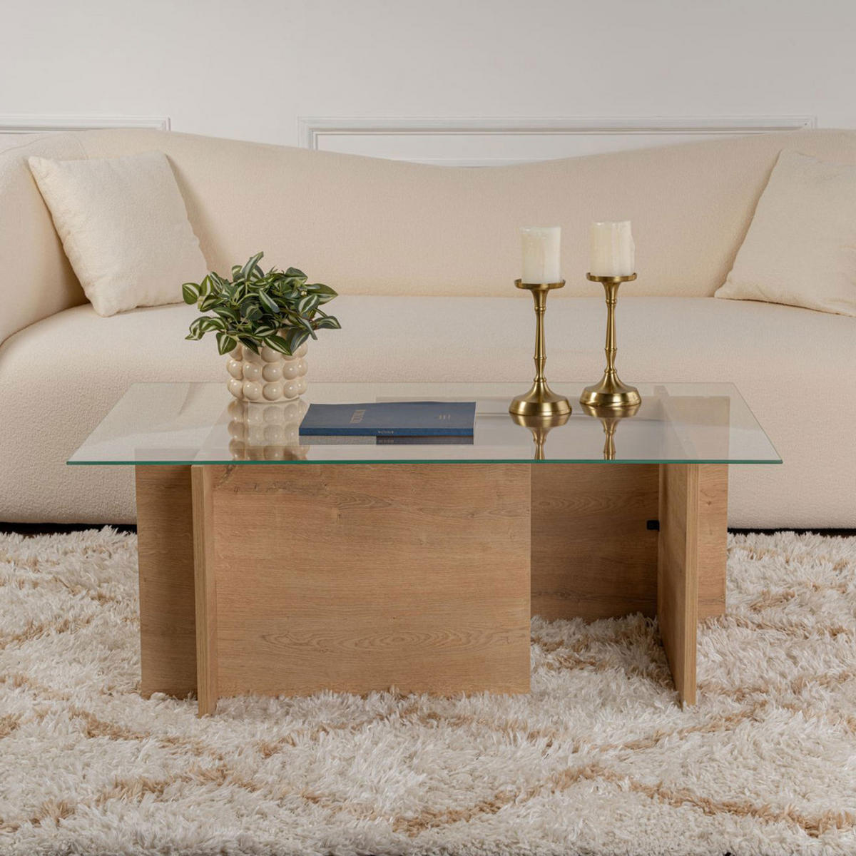 COUCHTISCH - Glas - Klares Holz - Eschefarben, Glas (105/65/40cm) - Drawer