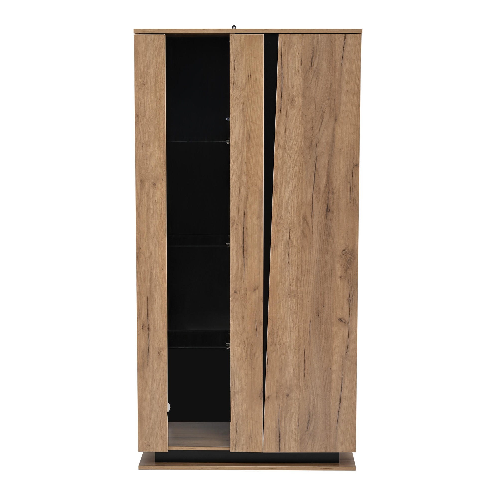 VITRINE Natur-Schwarz 80/35/160 cm - Naturfarben, Holzwerkstoff (80/160/35cm) - PANGIVO