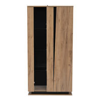 VITRINE Natur-Schwarz 80/35/160 cm - Naturfarben, Holzwerkstoff (80/160/35cm) - PANGIVO