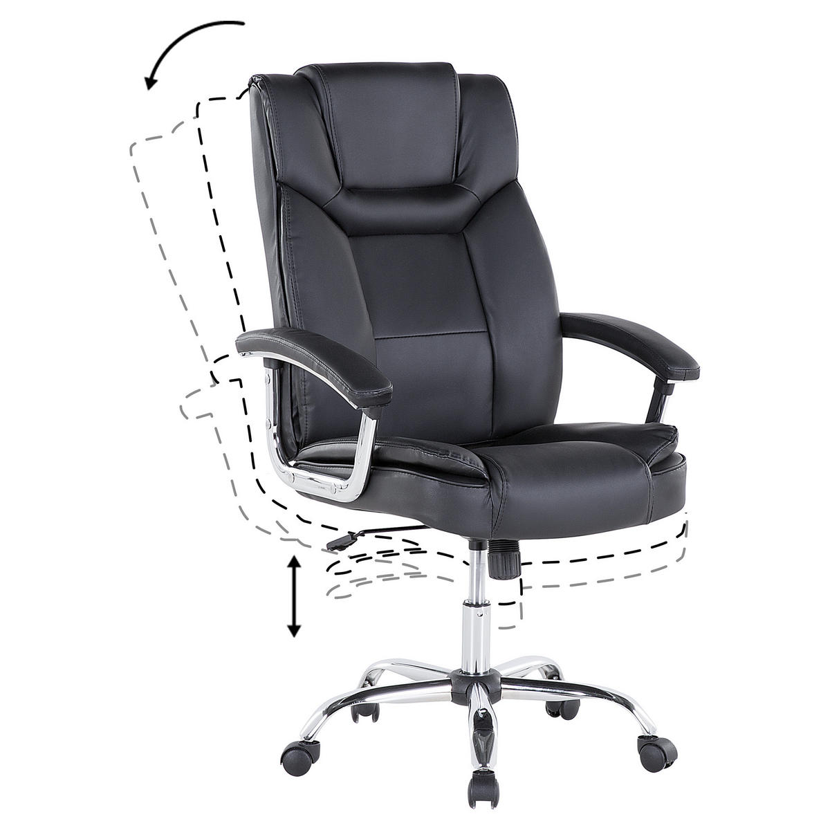 BÜROSTUHL Kunstleder Schwarz Advance - Schwarz, Kunststoff/Textil (60/100/60cm) - Beliani
