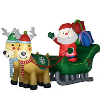 WEIHNACHTSMANN mit Rentieren und Schlitten Aufblasbarer Multicolor 210.0/70.0/125.0cm - Multicolor, Textil (70/125/210cm)