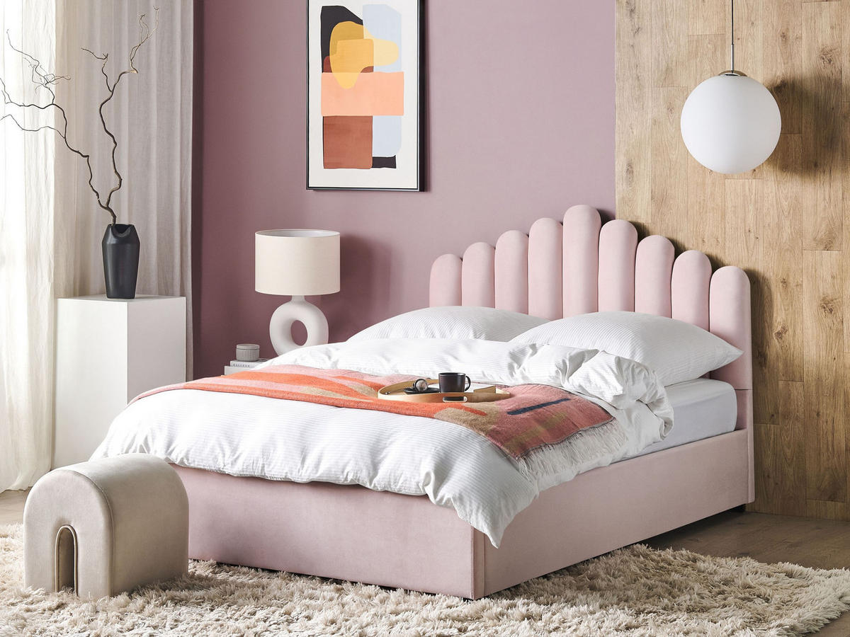 POLSTERBETT 160x200 cm Rosa Vincennes - Pink, Textil (160/200cm) - Beliani