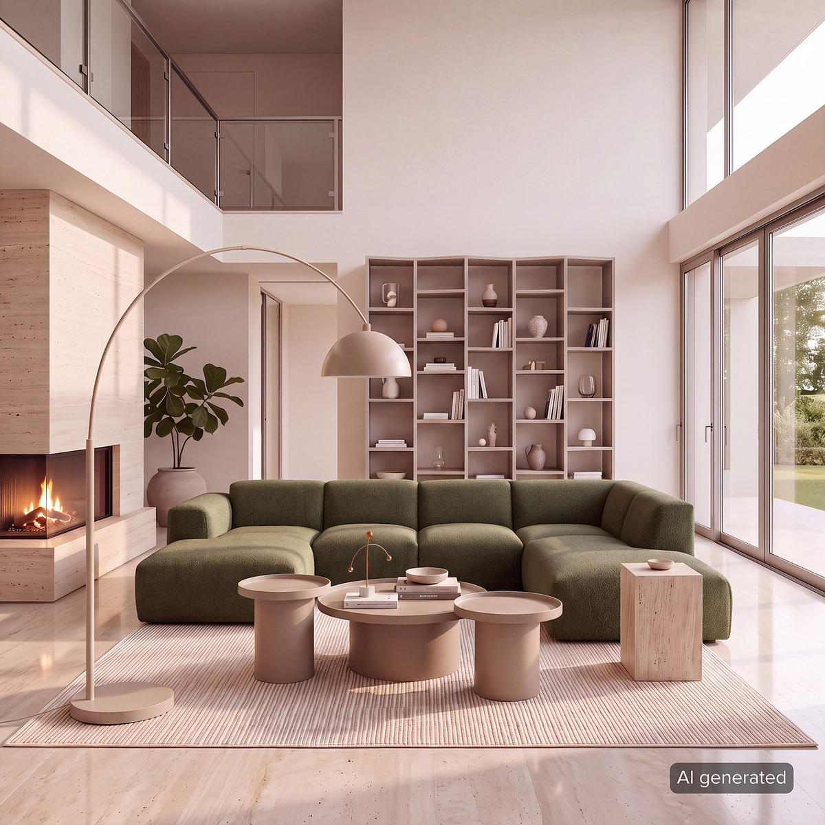 WOHNLANDSCHAFT mit Longchair - Schwarz/Grün, Kunststoff/Textil (325/71/235cm) - home24