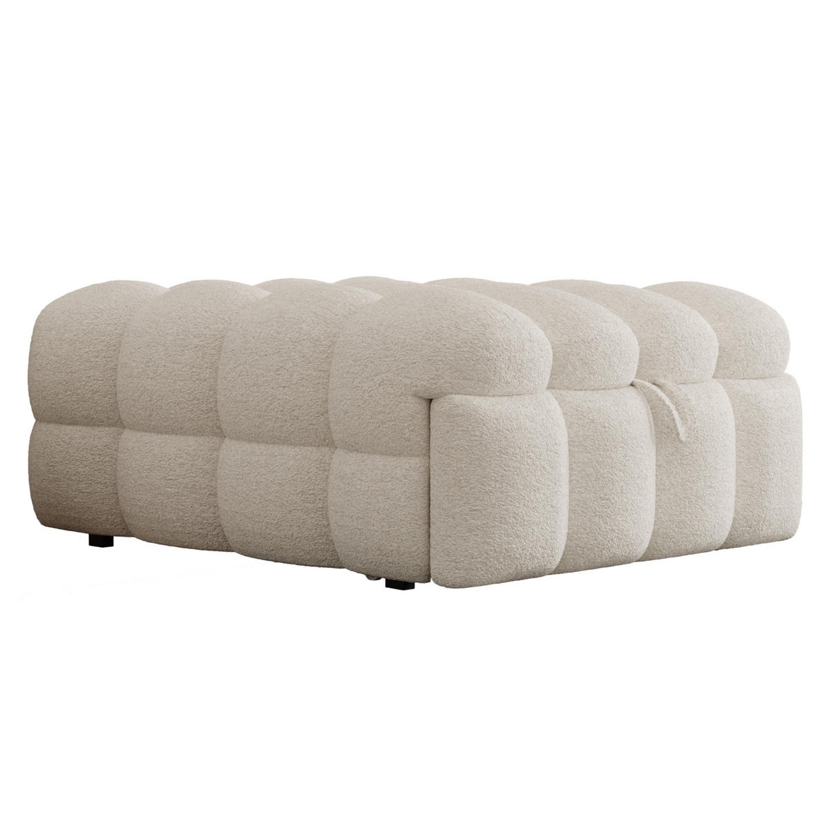 SCHLAFSOFA 183/76/42 cm Beige 2-in-1 Schlafsofa aus Teddy-Stoff mit Fußhocker - Creme, Textil (76/42/183cm) - OKWISH
