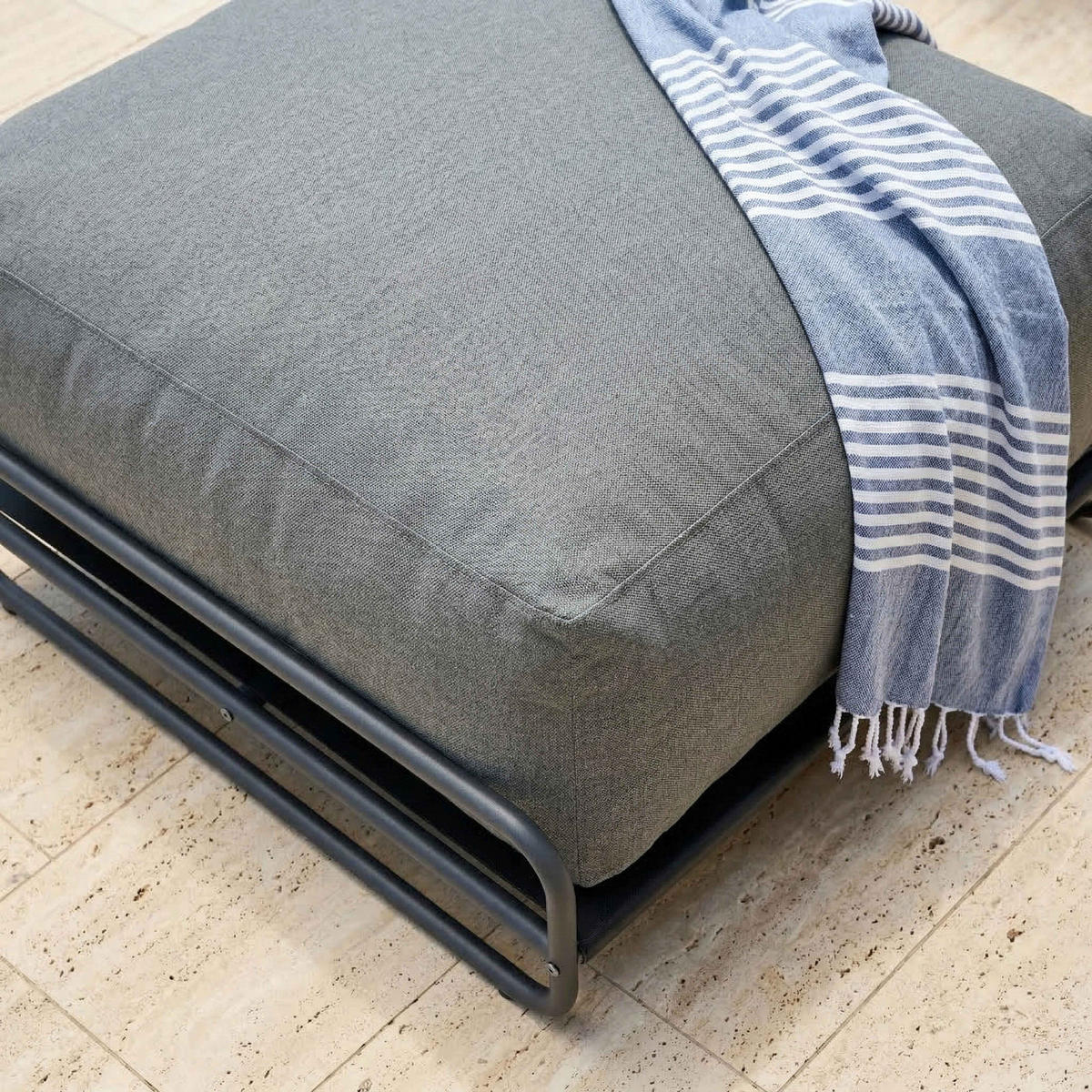 GARTENMÖBEL 4er-Set, Grau - Grau, Textil - Oviala