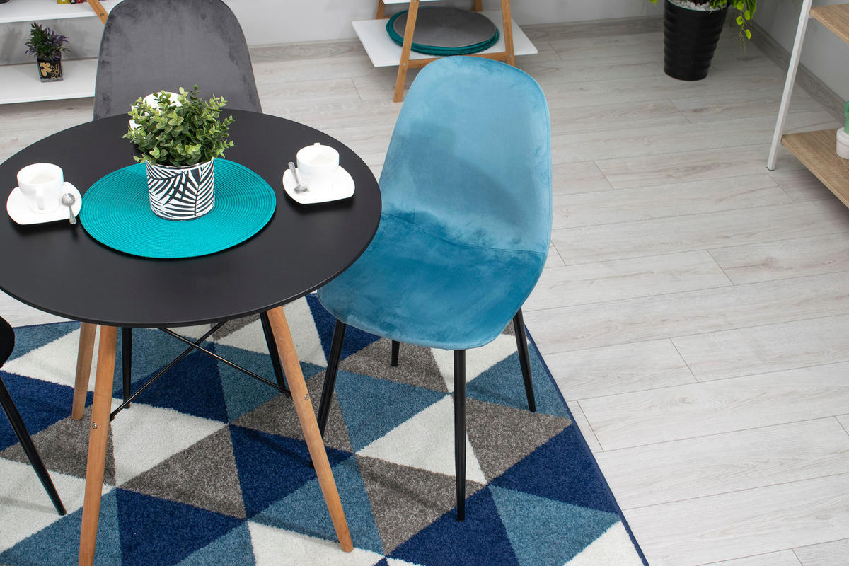 ESSZIMMERSTUHL Caya (4er-Set) - Blau/Schwarz, Textil/Metall (45/88/51cm) - Home Collective