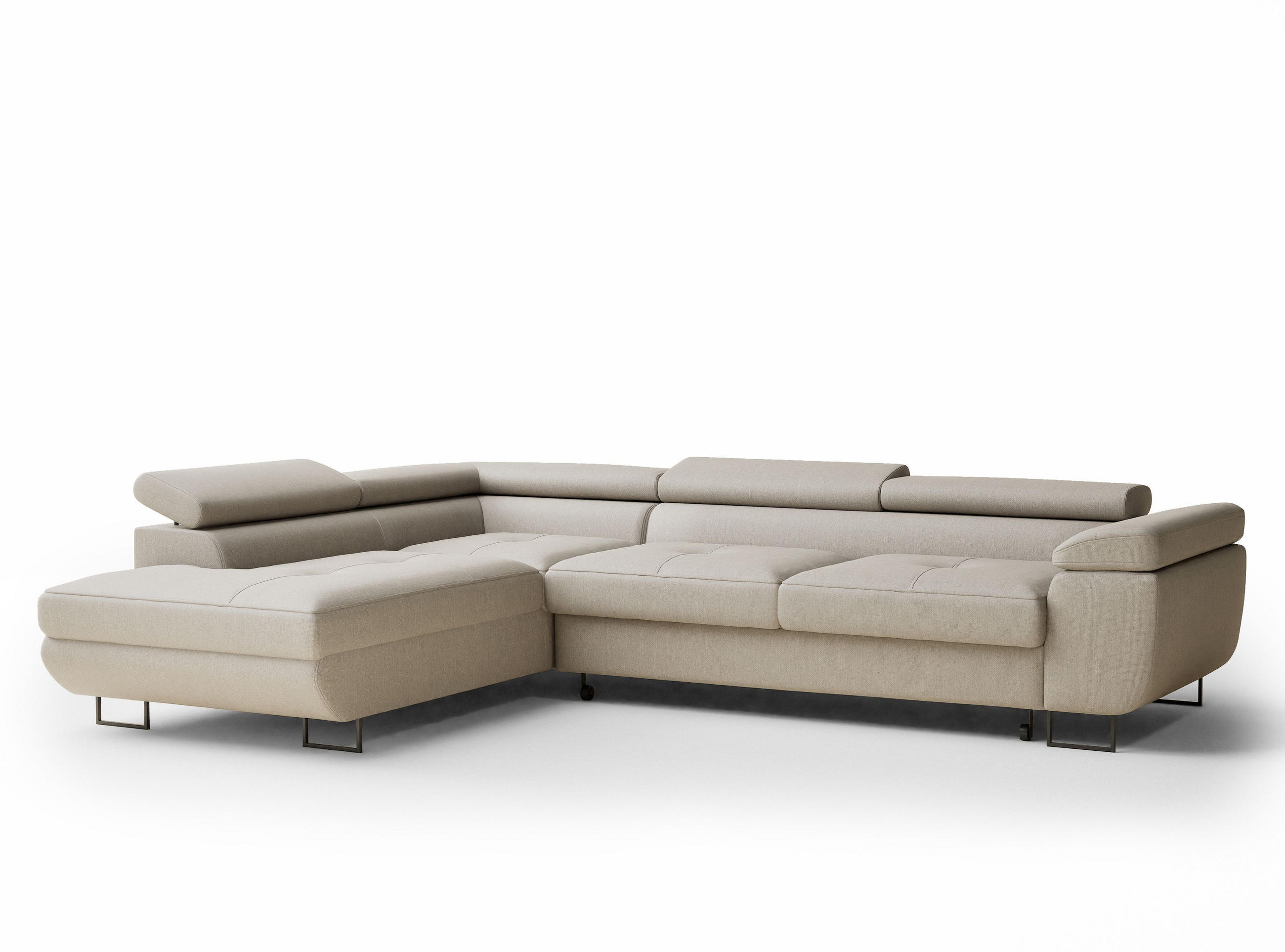 ECKSOFA MIT SCHLAFFUNKTION Concord Beige Webstoff - Beige/Schwarz, Holz/Holzwerkstoff (277/203cm) - Maison de Reve