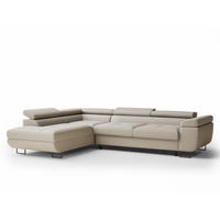 ECKSOFA MIT SCHLAFFUNKTION Concord Beige Webstoff - Beige/Schwarz, Holz/Holzwerkstoff (277/203cm) - Maison de Reve