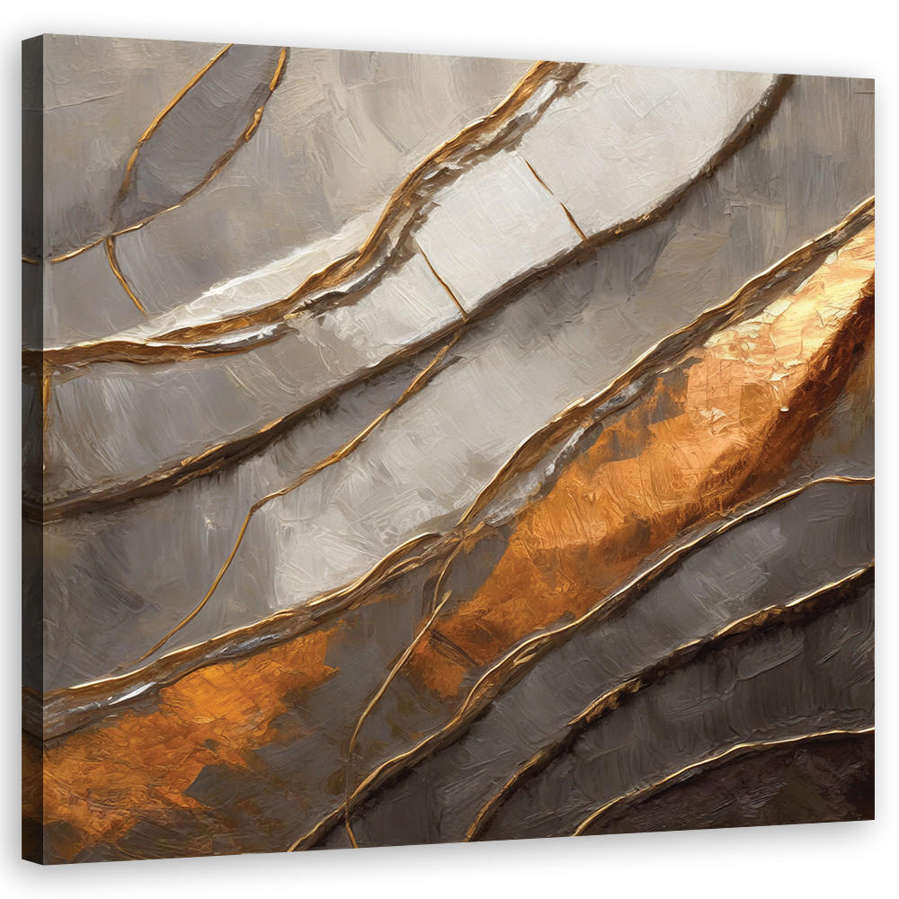 WANDBILD textur abstraktion stein - Grau, Textil (50/50cm) - Feeby