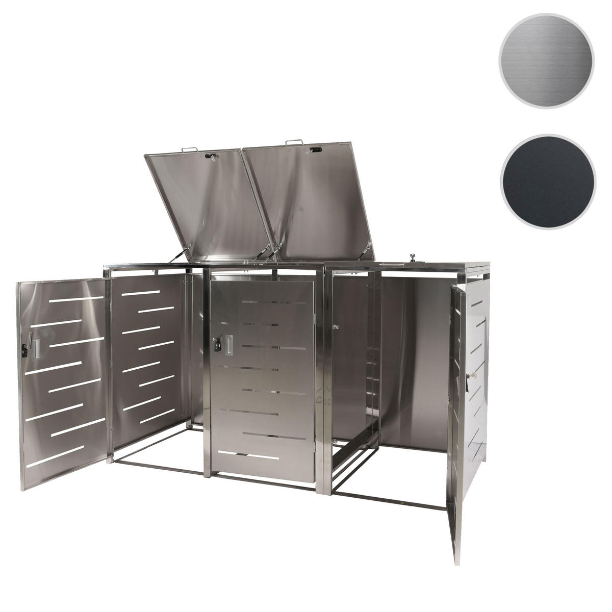 3ER-MÜLLTONNENVERKLEIDUNG Silber - Silberfarben, Metall (197/116/80cm) - MCW
