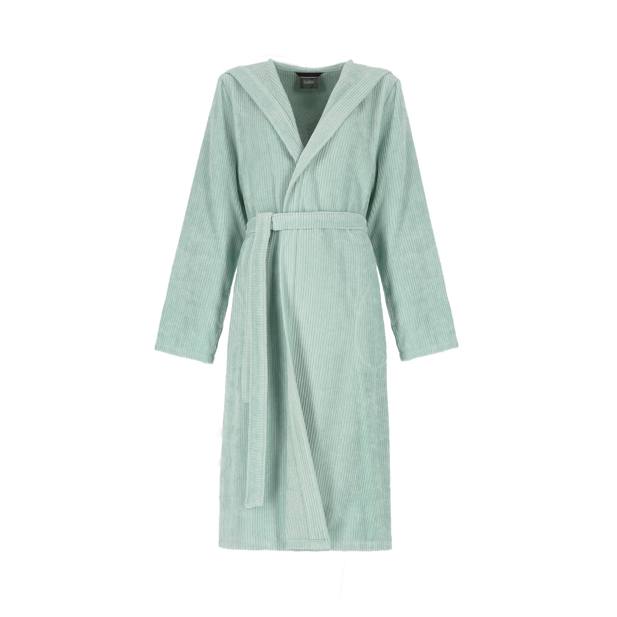 BADEMÄNTEL DAMEN KAPUZE CORD-OPTIK 6140 MINT - 414 - Grün, Textil (Lnull) - Cawö